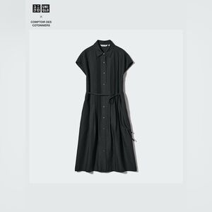 Uniqlo Comptoir Des Cotonniers Black Linen Blend Shirt Dress. Size Small.